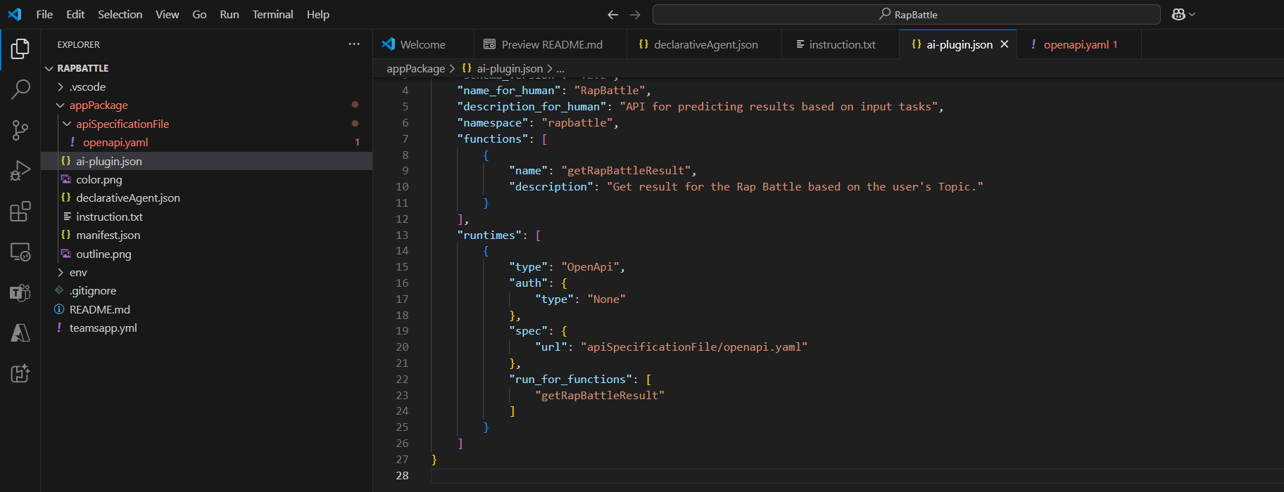 The content of the ai-plugin.json file