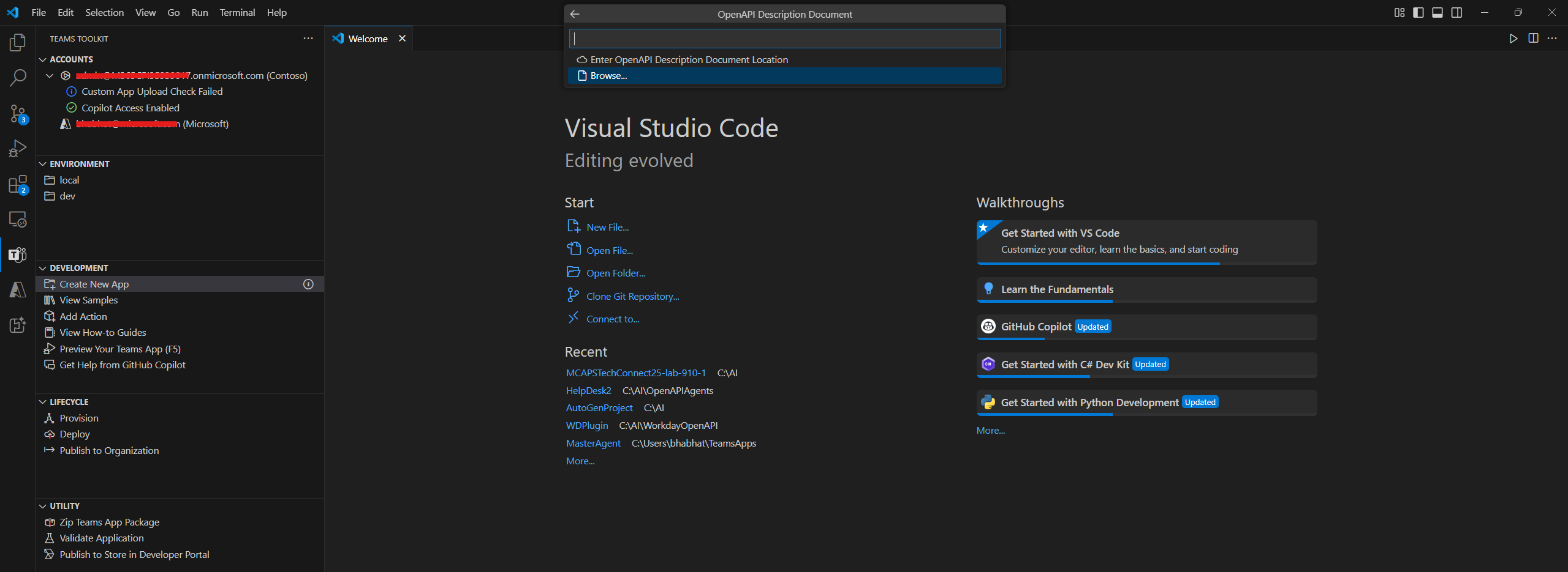 Choose the OpenAPI spec file from your PC