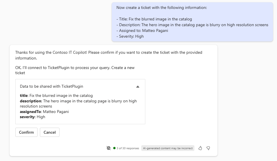 The plugin used by Copilot to perform an action