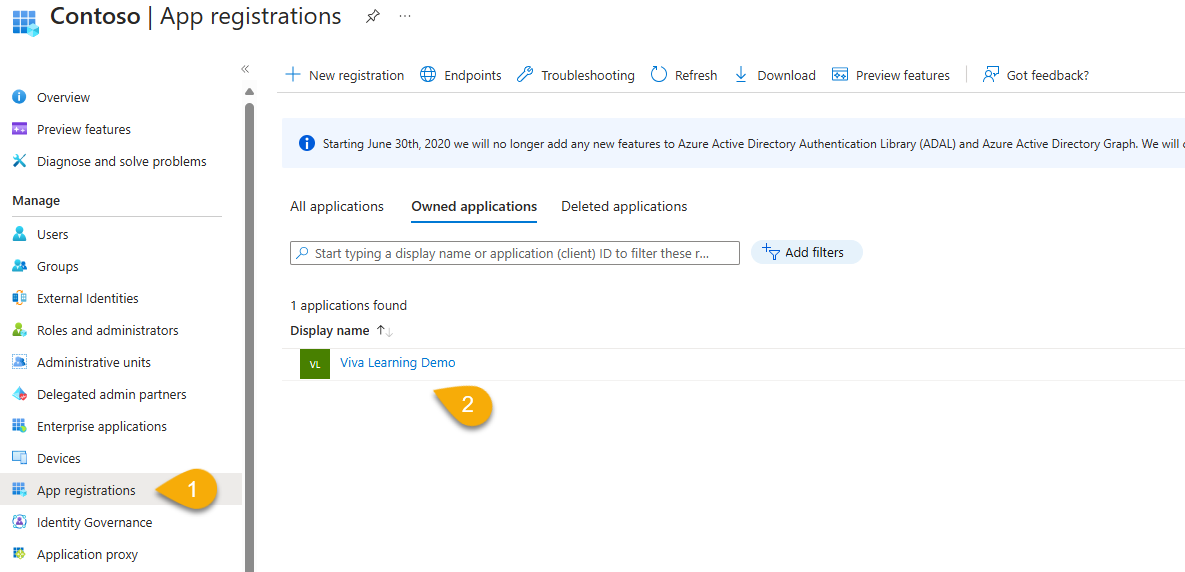The app registration on Microsoft Entra