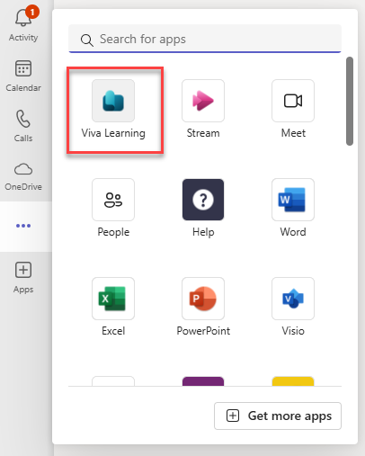 The Viva Learning app in Microsoft Teams